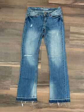 Aeropostale 2013 Chelsea Bootcut Distressed Hem Low Rise Jeans Size 000R